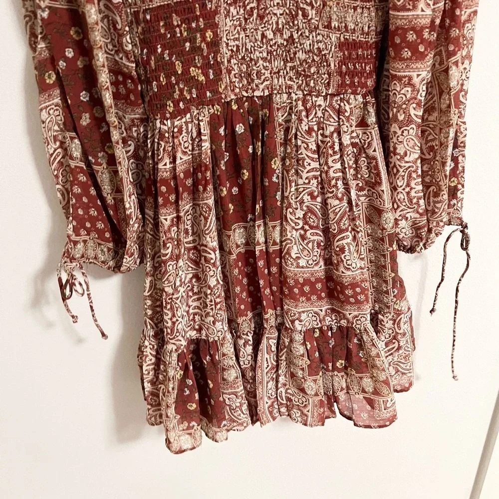 NWT Hello Molly ruffle neck pattern fit and flare mini dress size 4 - Picture 6 of 13